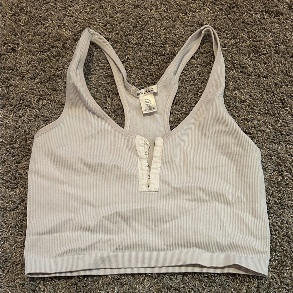 Bozzolo snow white ribbed Crop Top/tank top